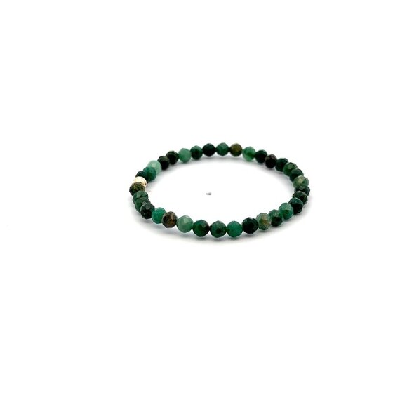 Natural Emerald Gemstone Mini 4mm 18K Gold Bar Faceted Charm Bead May Birthstone - Picture 3 of 5
